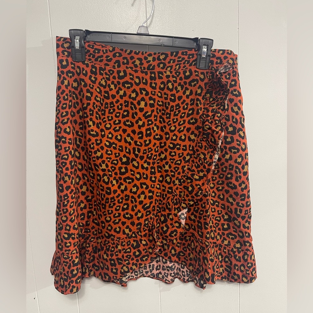 Mittoshop Asymmetrical Leopard Skirt - Orange and Black